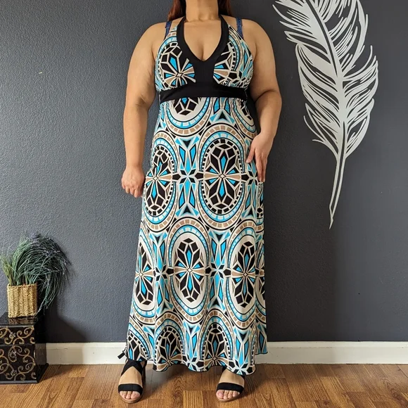 handcrafted green maxi dress Green Floral Flowy Dress